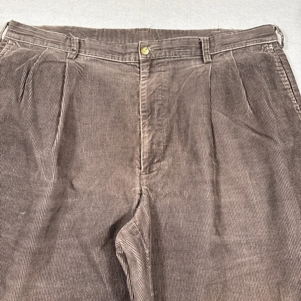Corduroy Pleated Pants MENS  Size 40 X32 Dark Brown Cotton